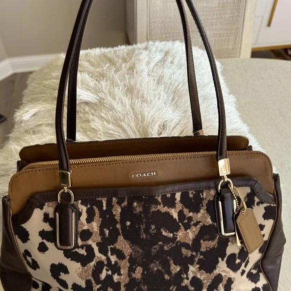 Coach Madison Kimberly Ocelot Print Fabric and Leather - Picture 2 of 13